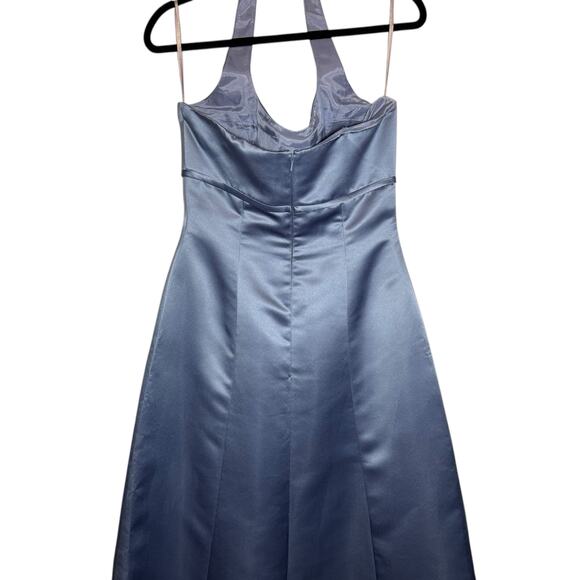 Vintage Prom Dress Maxi Gown 8 Y2K Floral Beaded Halter Glam Satin Corset 90s - Picture 9 of 16